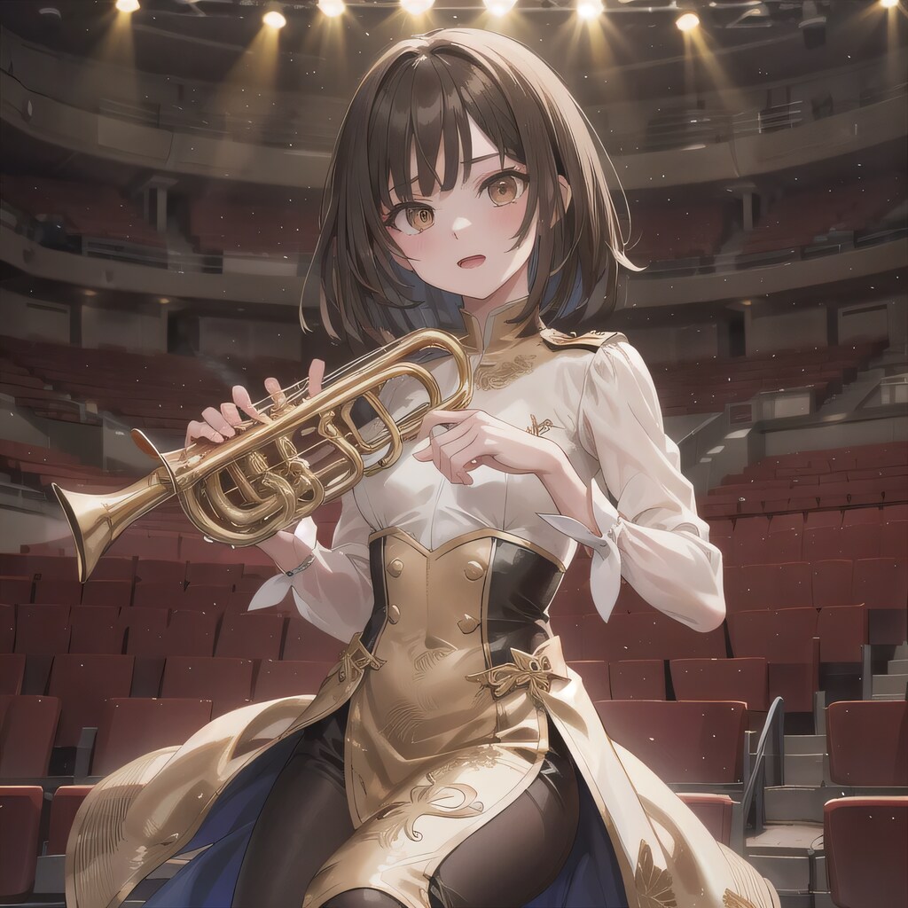 黒髪ボブでブラスバンドの少女