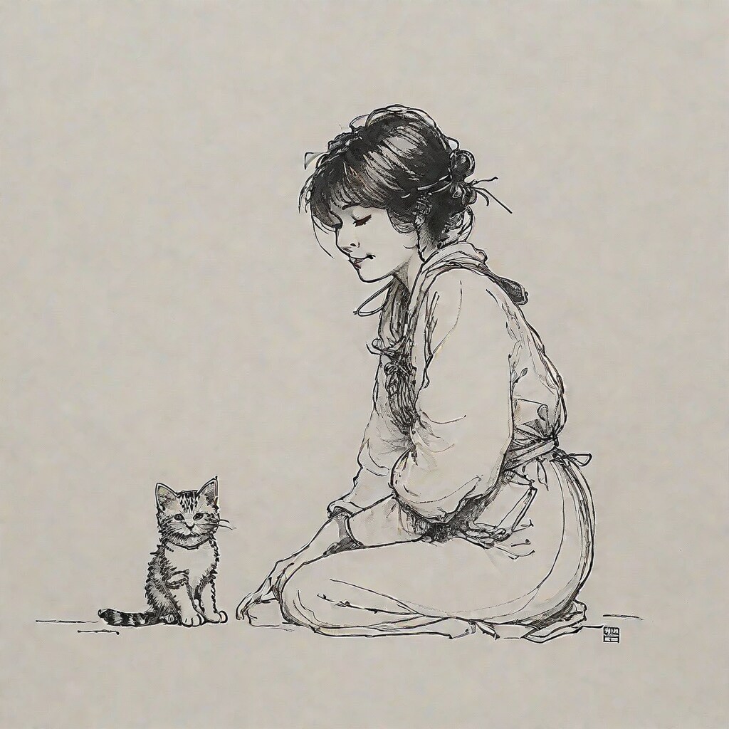 少女と猫 | の人気AIイラスト・グラビア