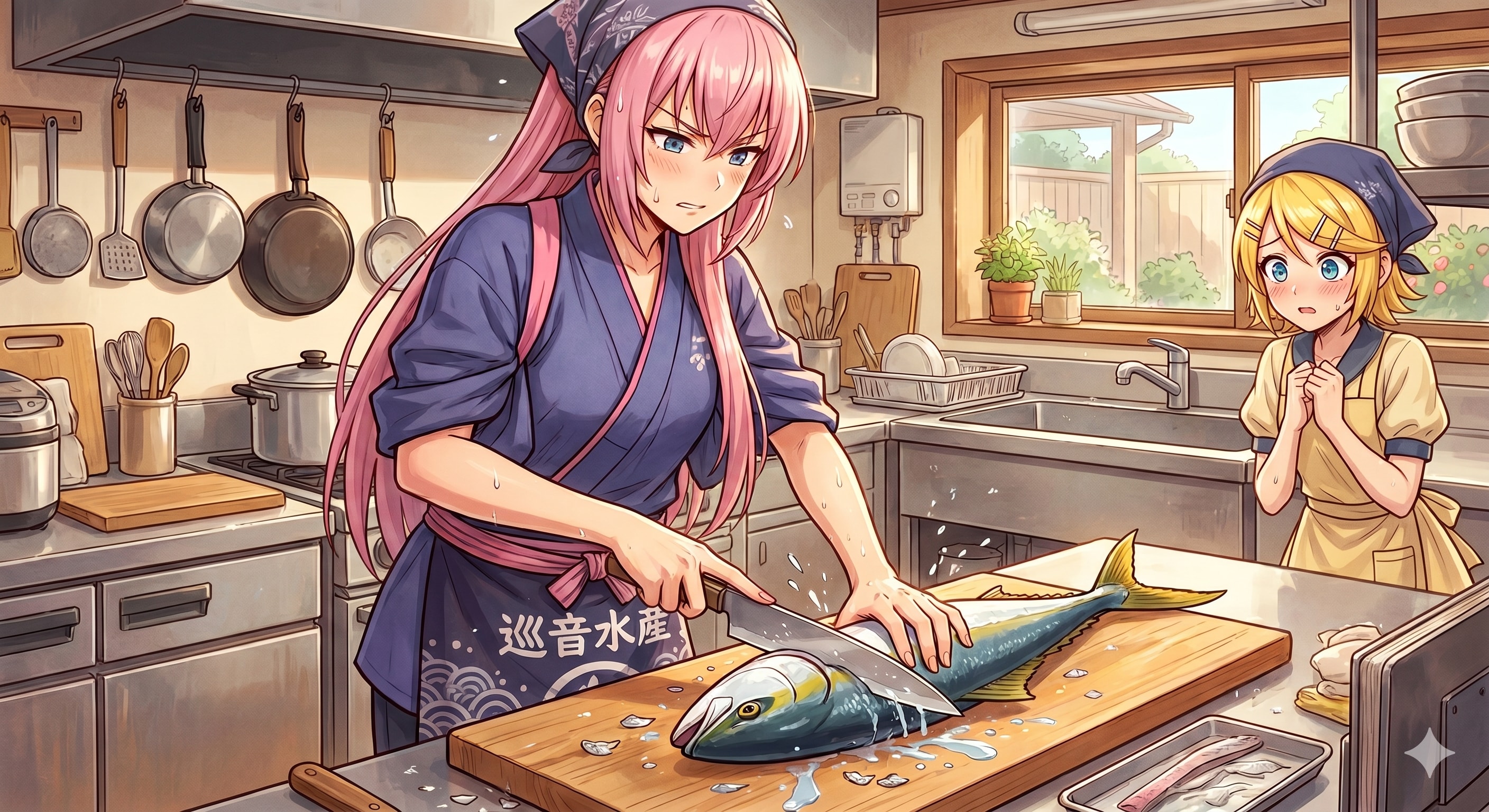 今夜はルカさんがブリをご馳走してくれるようです🐟️ | の人気AIイラスト・グラビア
