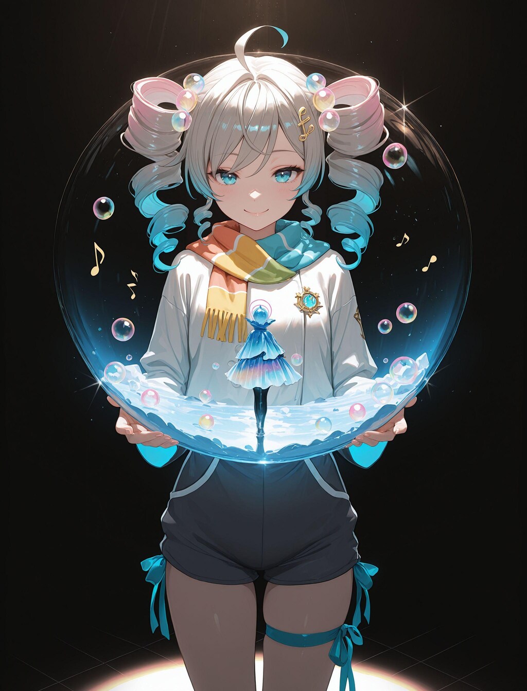 水の魔法ドリル少女　妖精添え