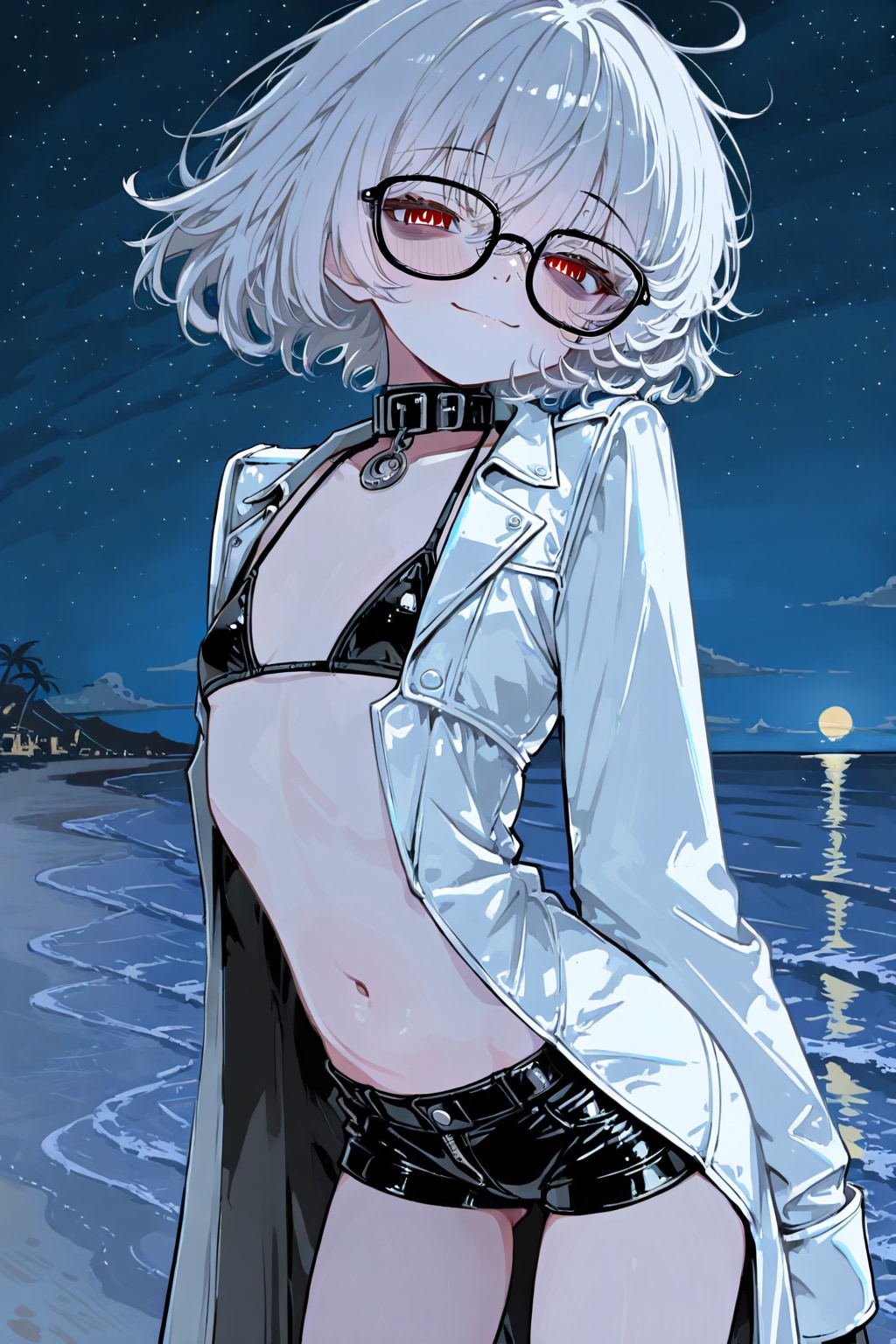 白く染まる夜空