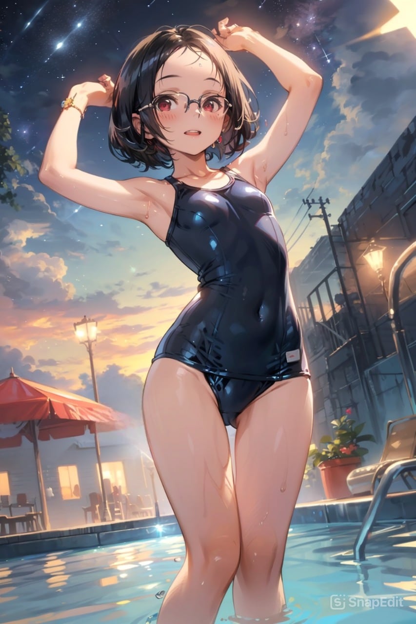 スク水の眼鏡っ娘