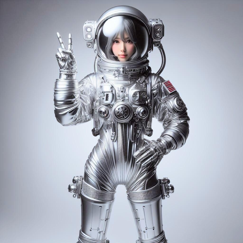 銀色宇宙服の美少女