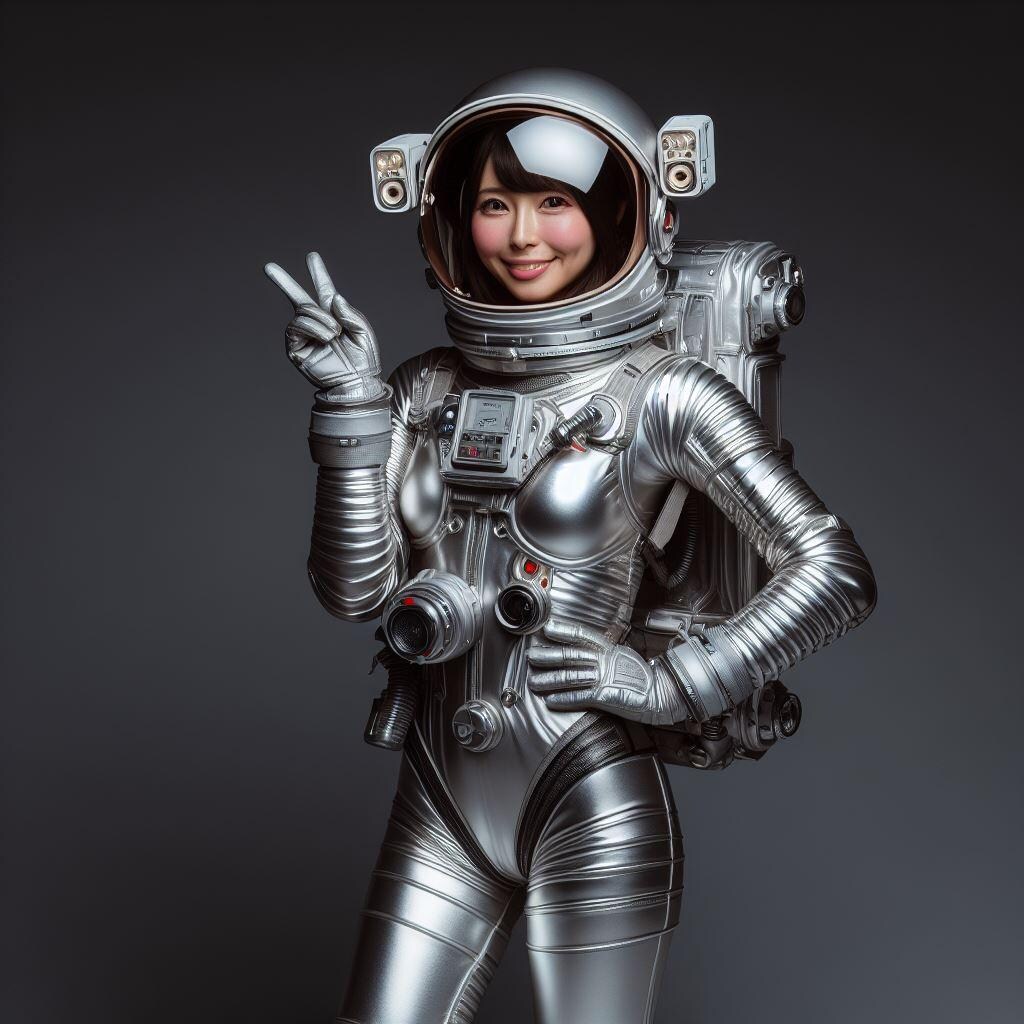 銀色宇宙服の美少女