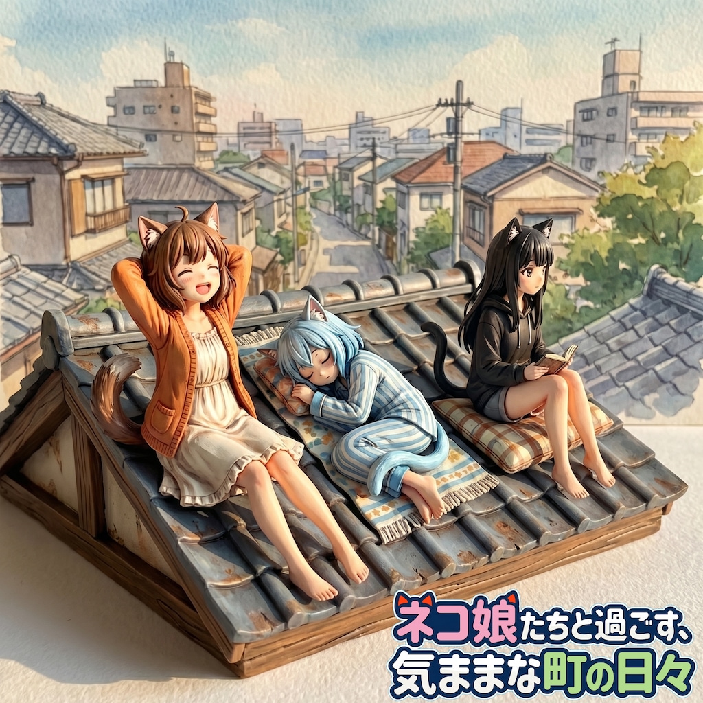 [3セット] 「ネコ娘たちと過ごす、気ままな町の日々」がついにフィギュア化！あの愛らしい3匹があなたの手元に！好きな角度から眺めて存分に愛でよう！（ケモ耳ラプソディ１１５）