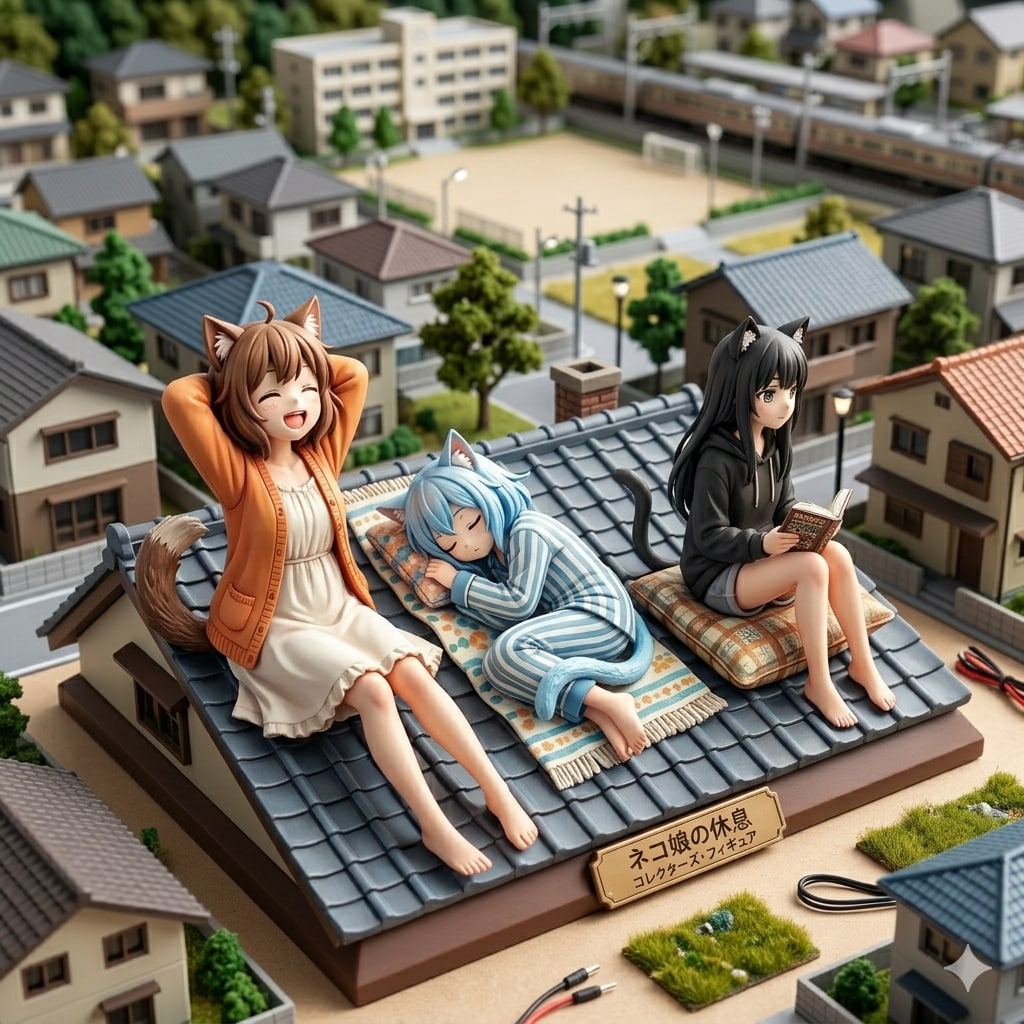 [3セット] 「ネコ娘たちと過ごす、気ままな町の日々」がついにフィギュア化！あの愛らしい3匹があなたの手元に！好きな角度から眺めて存分に愛でよう！（ケモ耳ラプソディ１１５）