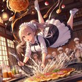 お好み焼きを焼く少女 (ウェイトレスの少女32) 10枚目
