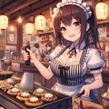 お好み焼きを焼く少女 (ウェイトレスの少女32) 2枚目