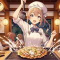 お好み焼きを焼く少女 (ウェイトレスの少女32) 5枚目
