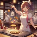 お好み焼きを焼く少女 (ウェイトレスの少女32) 4枚目