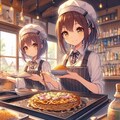 お好み焼きを焼く少女 (ウェイトレスの少女32) 3枚目