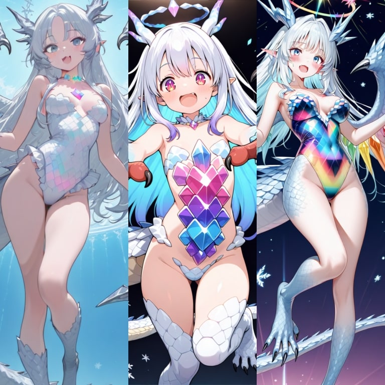 ドラゴン娘チャレンジ描き比べ