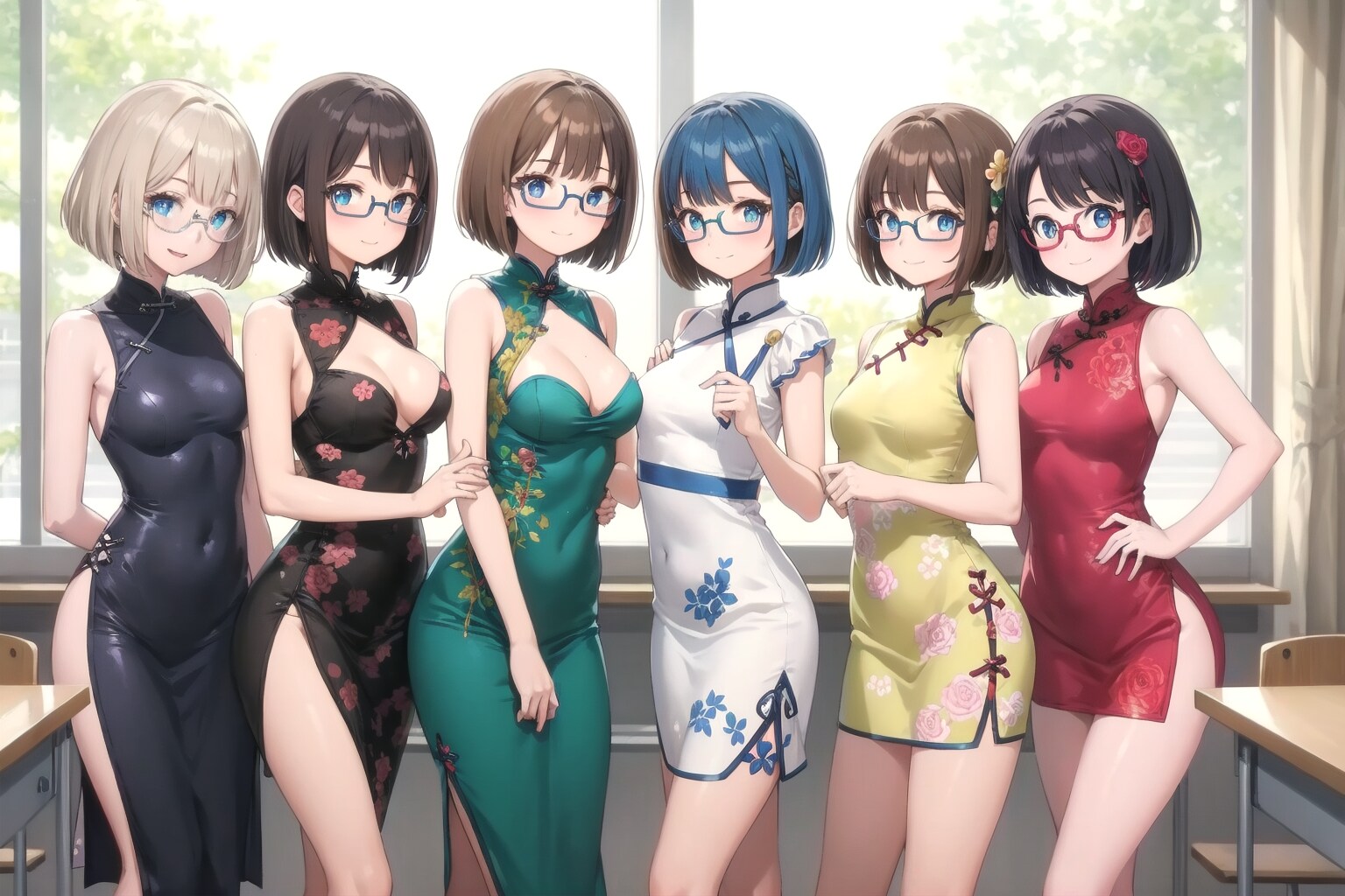 チャイナドレスで眼鏡のかわいい女子高校生が見てみたーい | の人気AIイラスト・グラビア