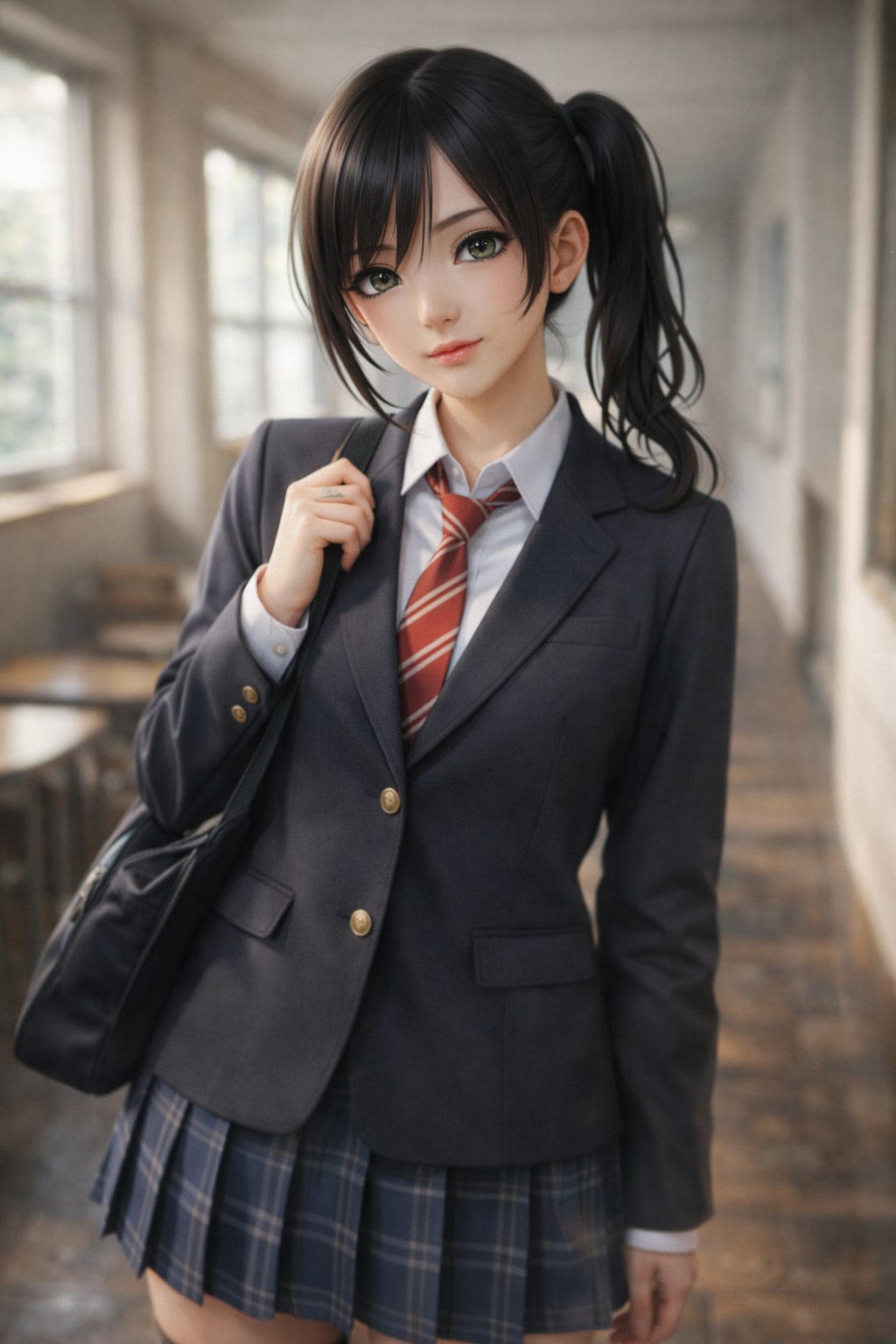 学校廊下の肖像写真（うちの子幸乃：企画参加投稿） | の人気AIイラスト・グラビア