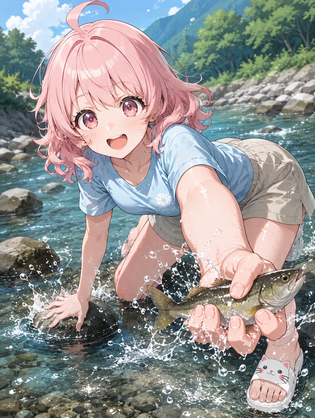 鮎つかまえたよぉ〜✨