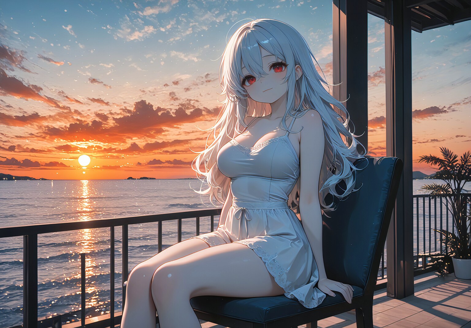 キャミソールと夕景のリゾート