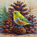 White-eyes and pinecones 3枚目