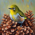 White-eyes and pinecones 2枚目