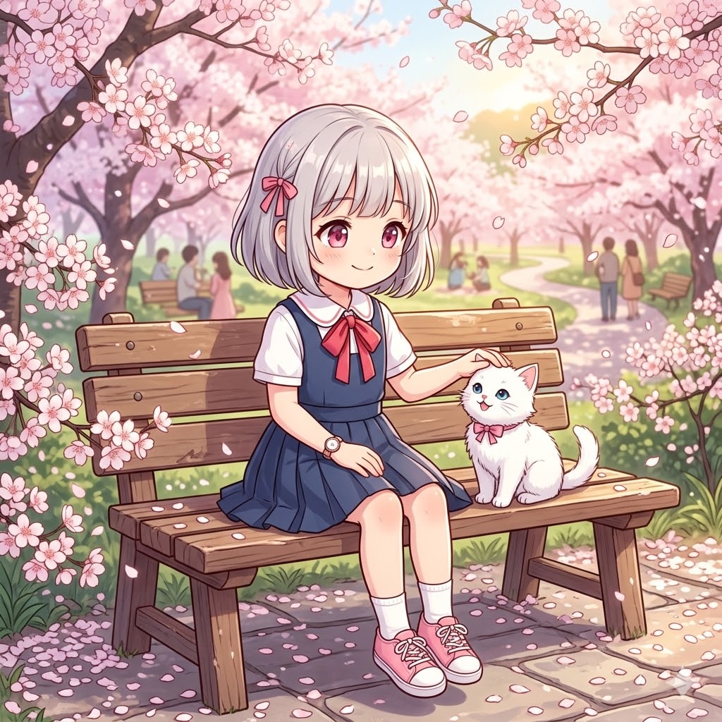 少女と子猫
