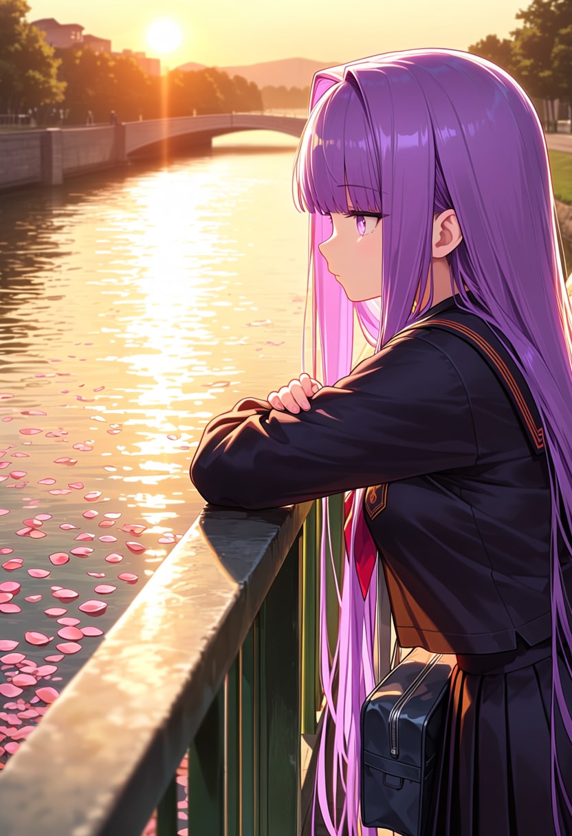 夕暮れと花びら
