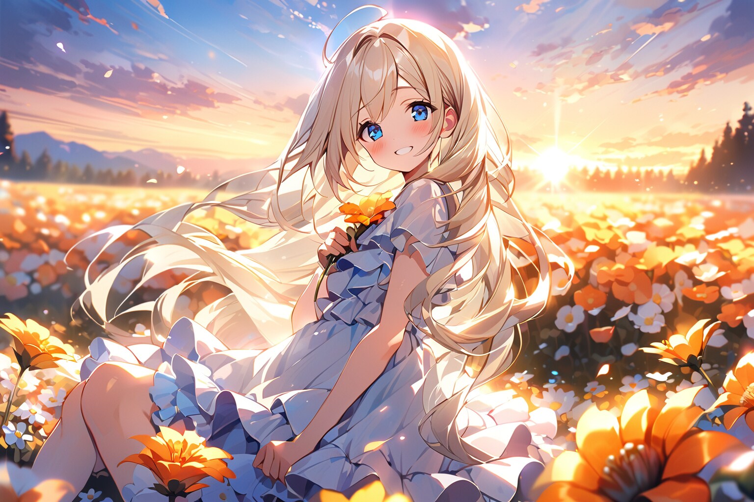 花畑と少女 | の人気AIイラスト・グラビア