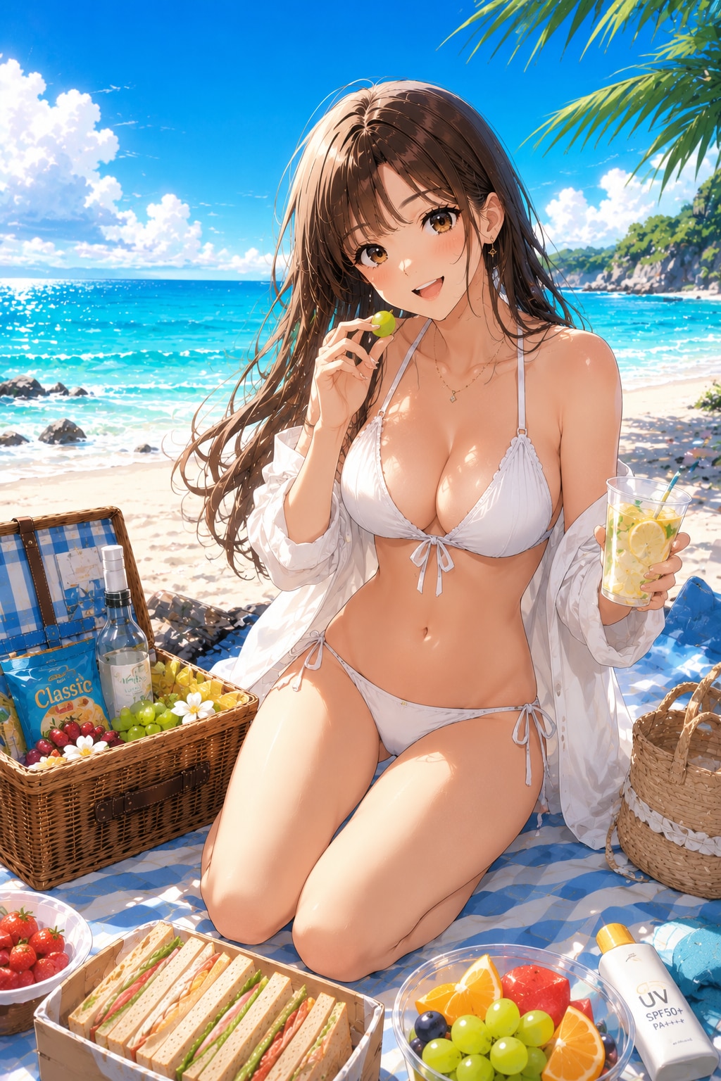 海辺でピクニック