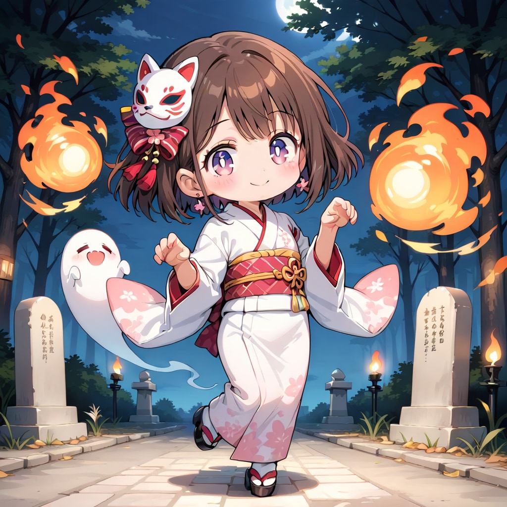 お墓で。