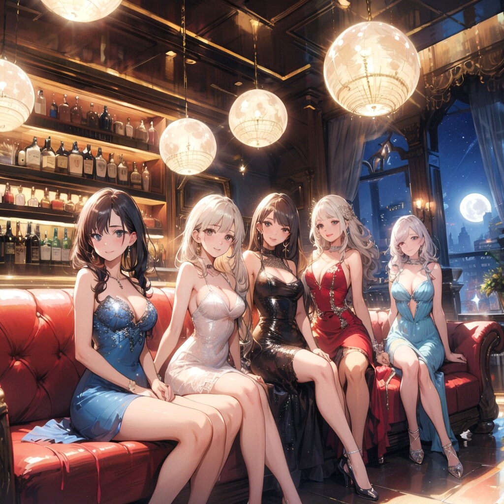 高級クラブ「ノースリ倶楽部」で、はべはべ月見酒