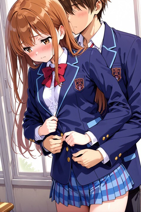 女子高生に学校でいたずら