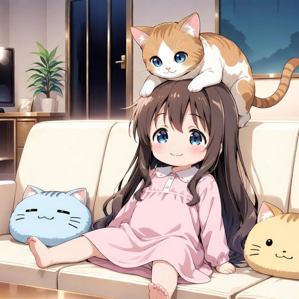 猫と小さな女の子