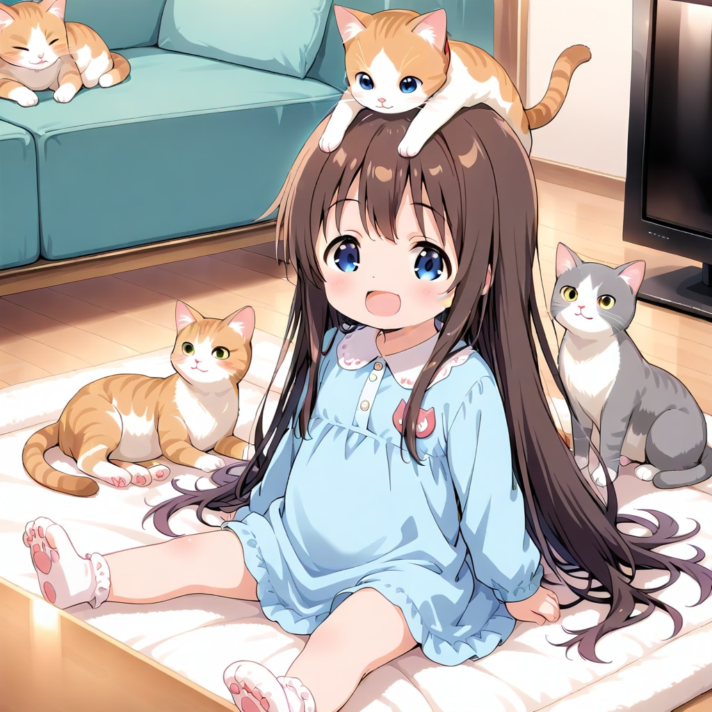猫と小さな女の子