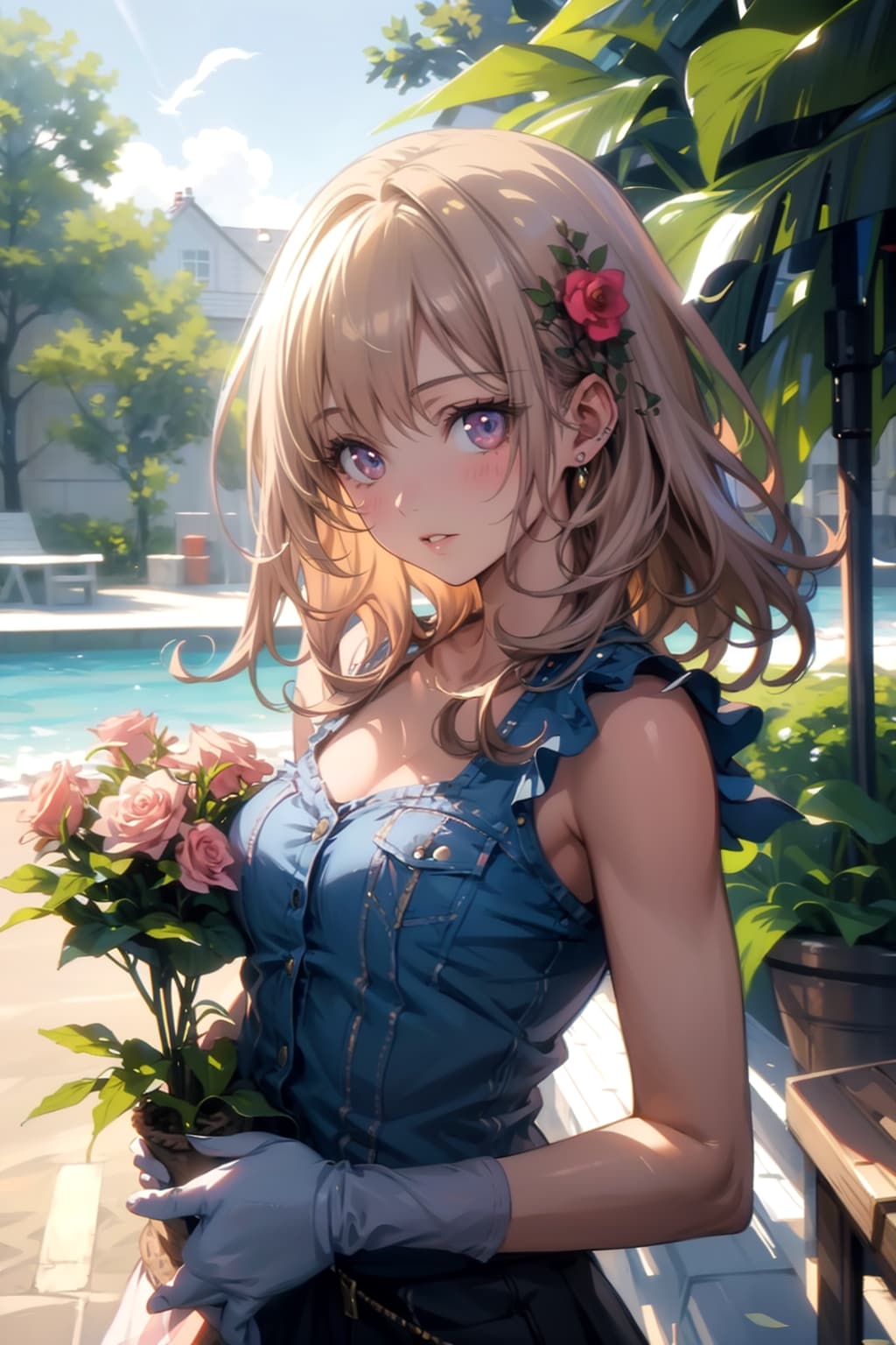 花を持つ女の子