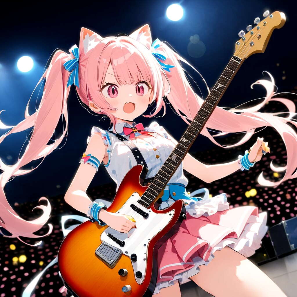 にゃにゃ、エアギターばれたみゃん！？ | の人気AIイラスト・グラビア