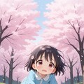 桜にはしゃぎ過ぎて転んだ女の子 4枚目