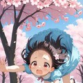 桜にはしゃぎ過ぎて転んだ女の子 6枚目