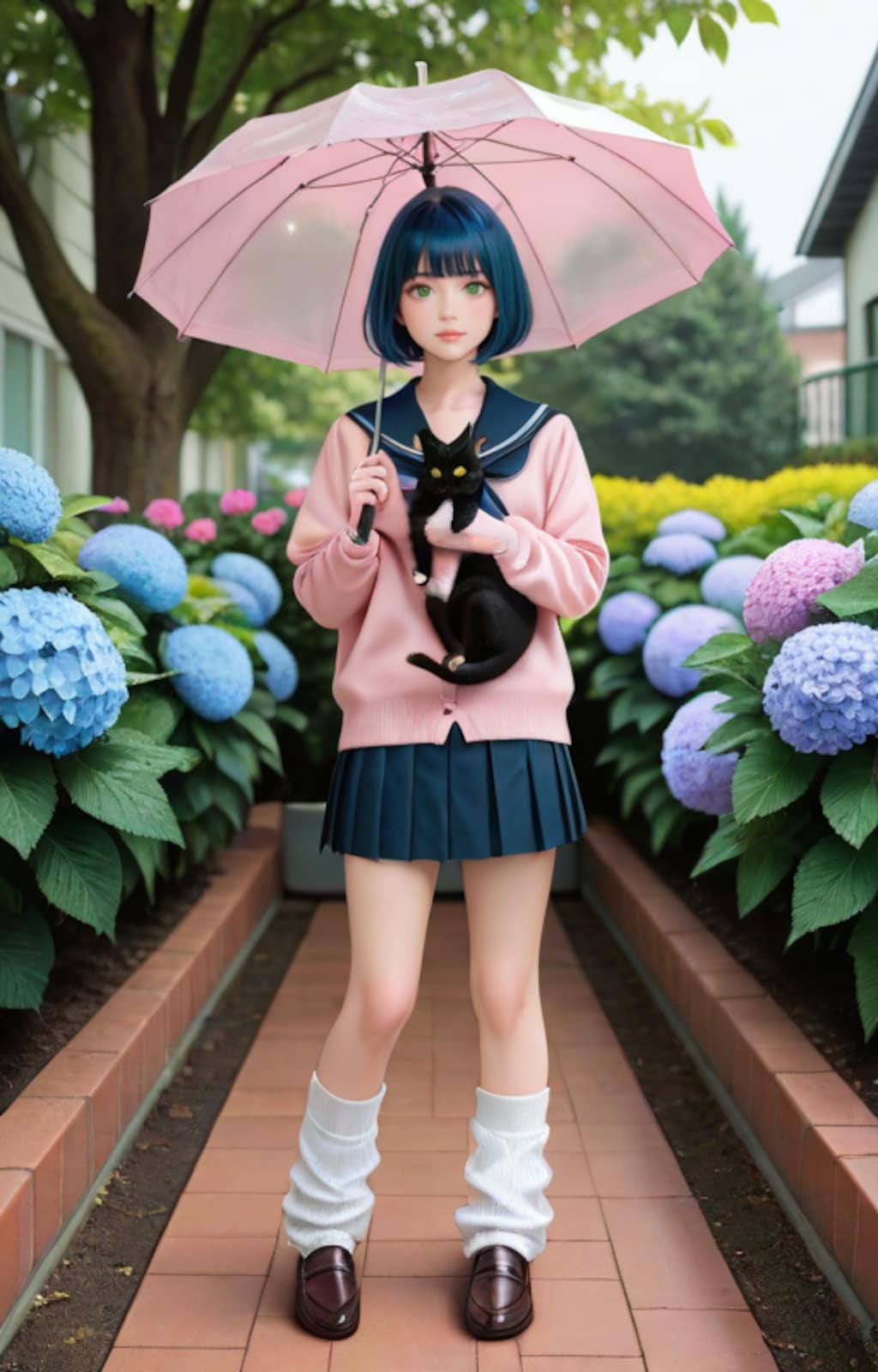 ネコと雨宿り