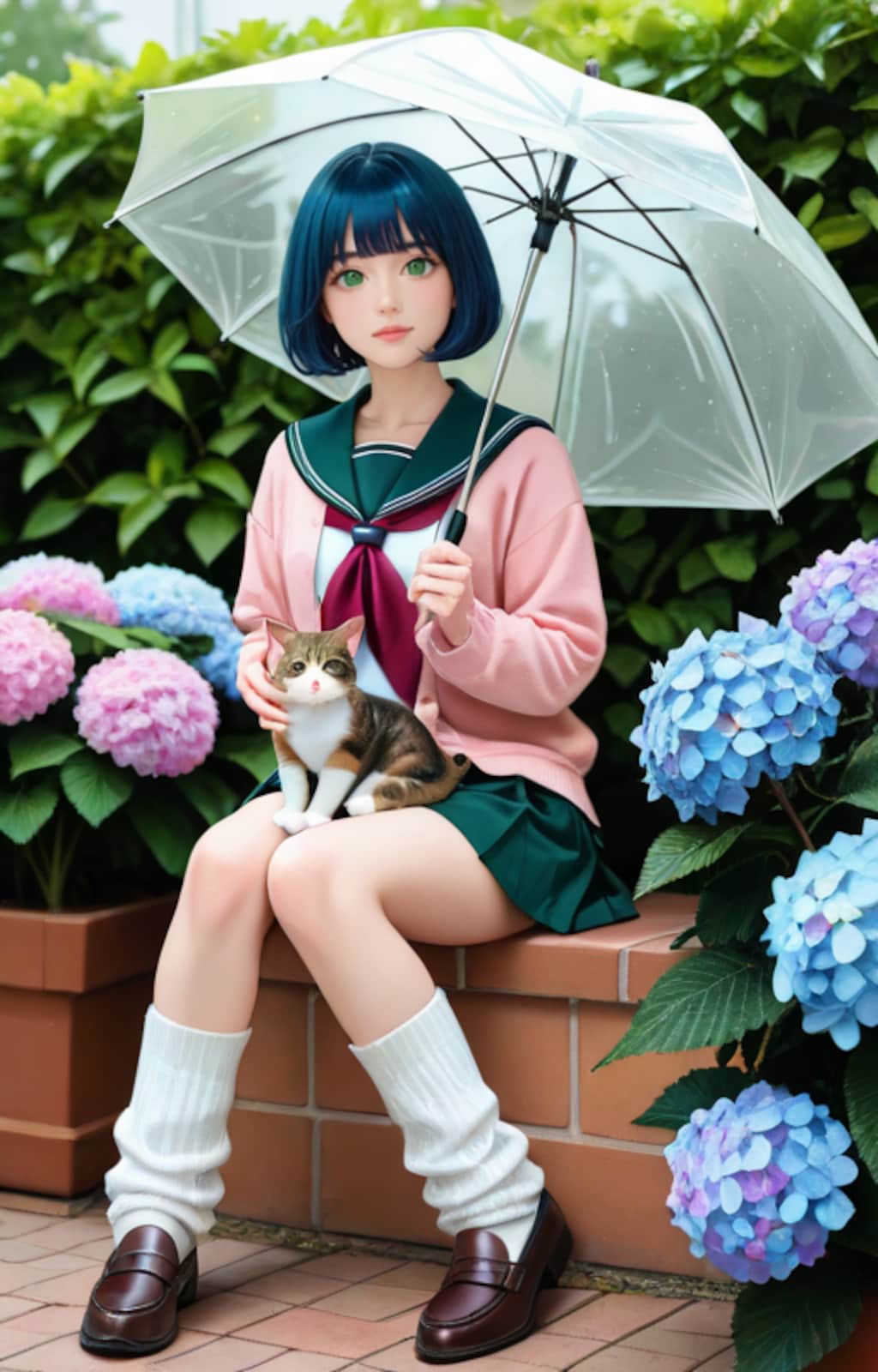 ネコと雨宿り