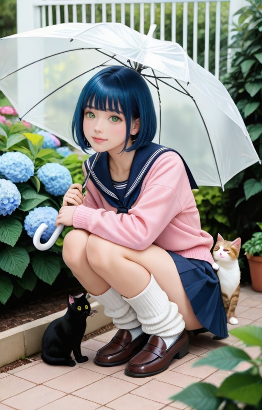 ネコと雨宿り