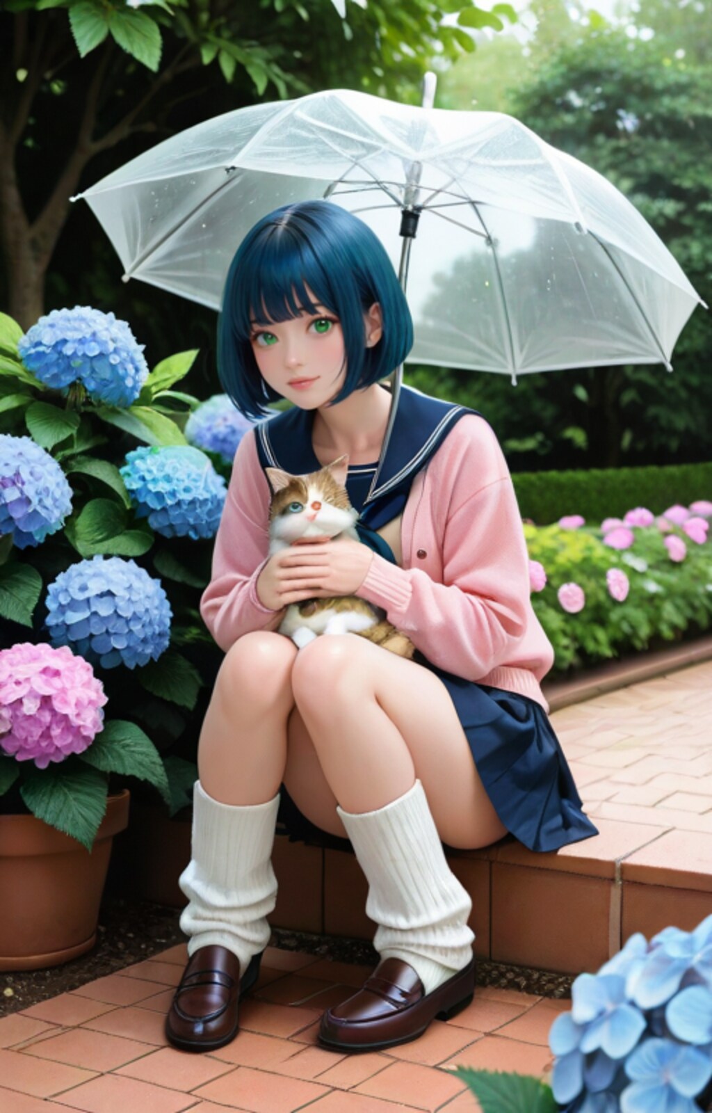 ネコと雨宿り