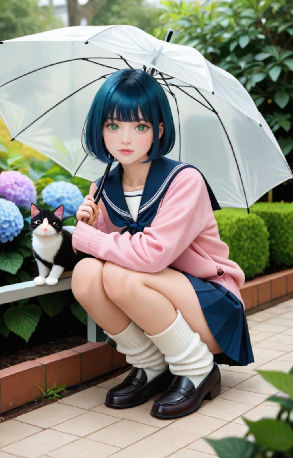 ネコと雨宿り