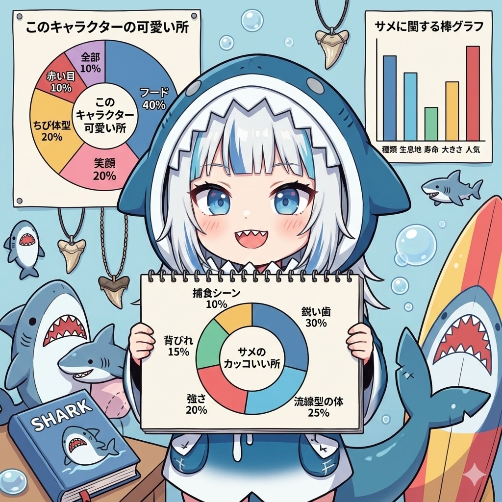 ボードを持つサメ美ちゃん