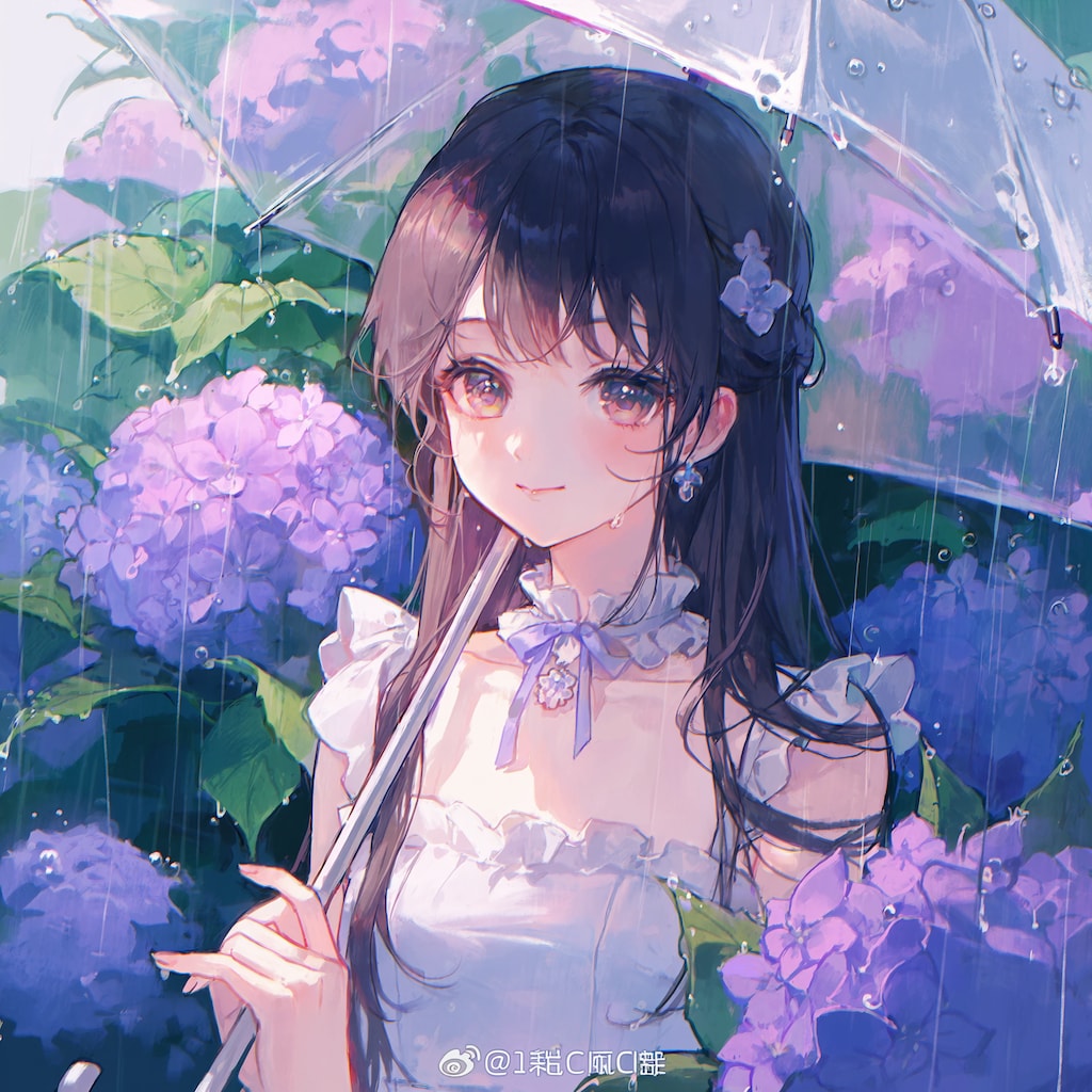 紫陽花と少女