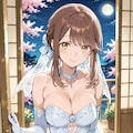 ウェディングドレスの心実と夜桜(ちちぷい版) 2枚目