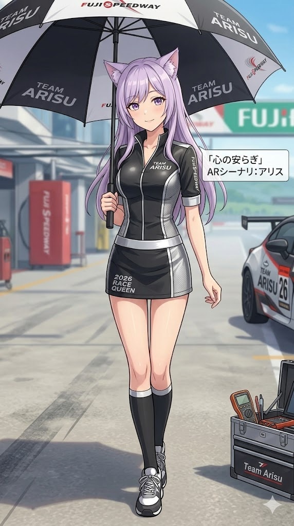今はレースクイーンでなくレースアンバサダーと呼んでるにゃ