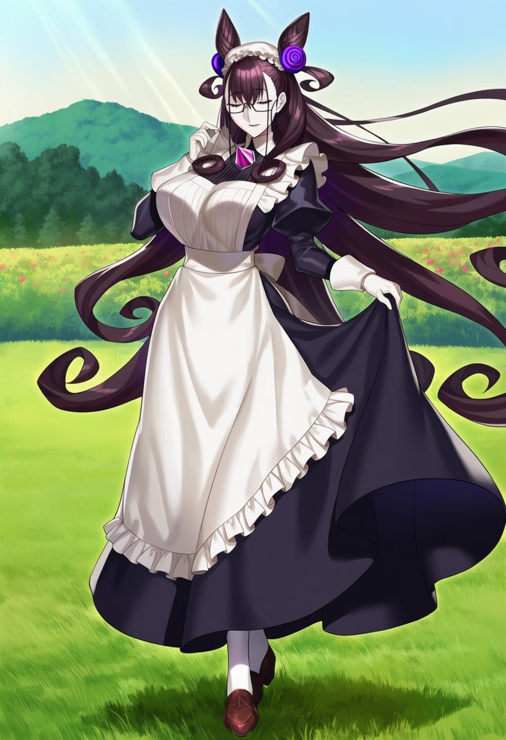ロングスカートメイド等コスプレ文系人妻
