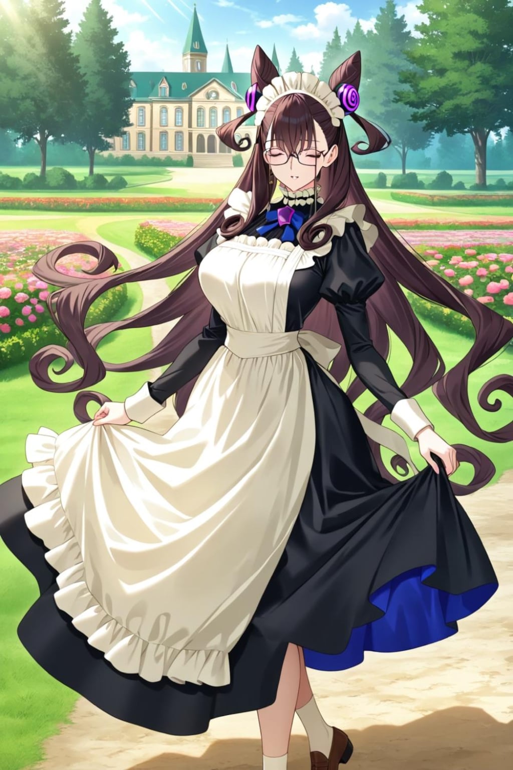 ロングスカートメイド等コスプレ文系人妻