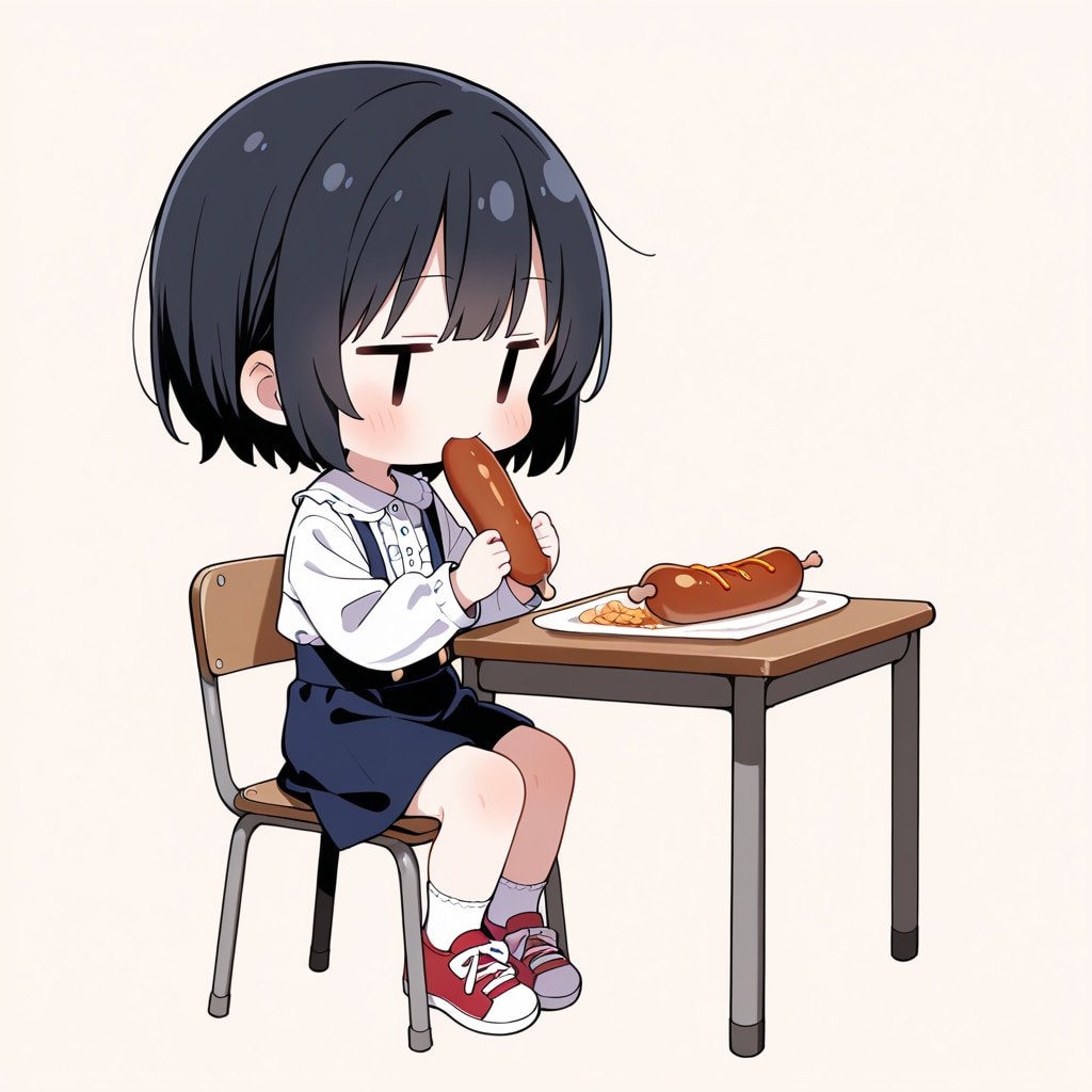 ソーセージを食べる