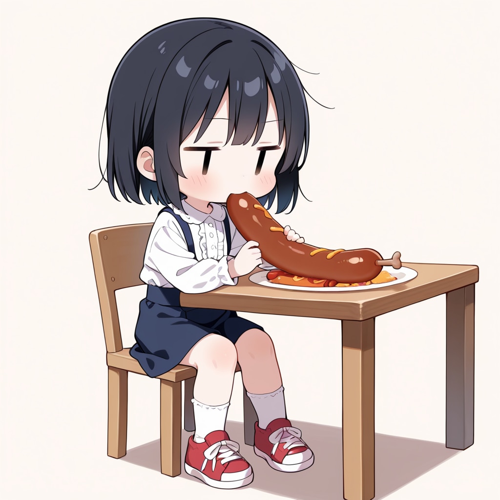 ソーセージを食べる