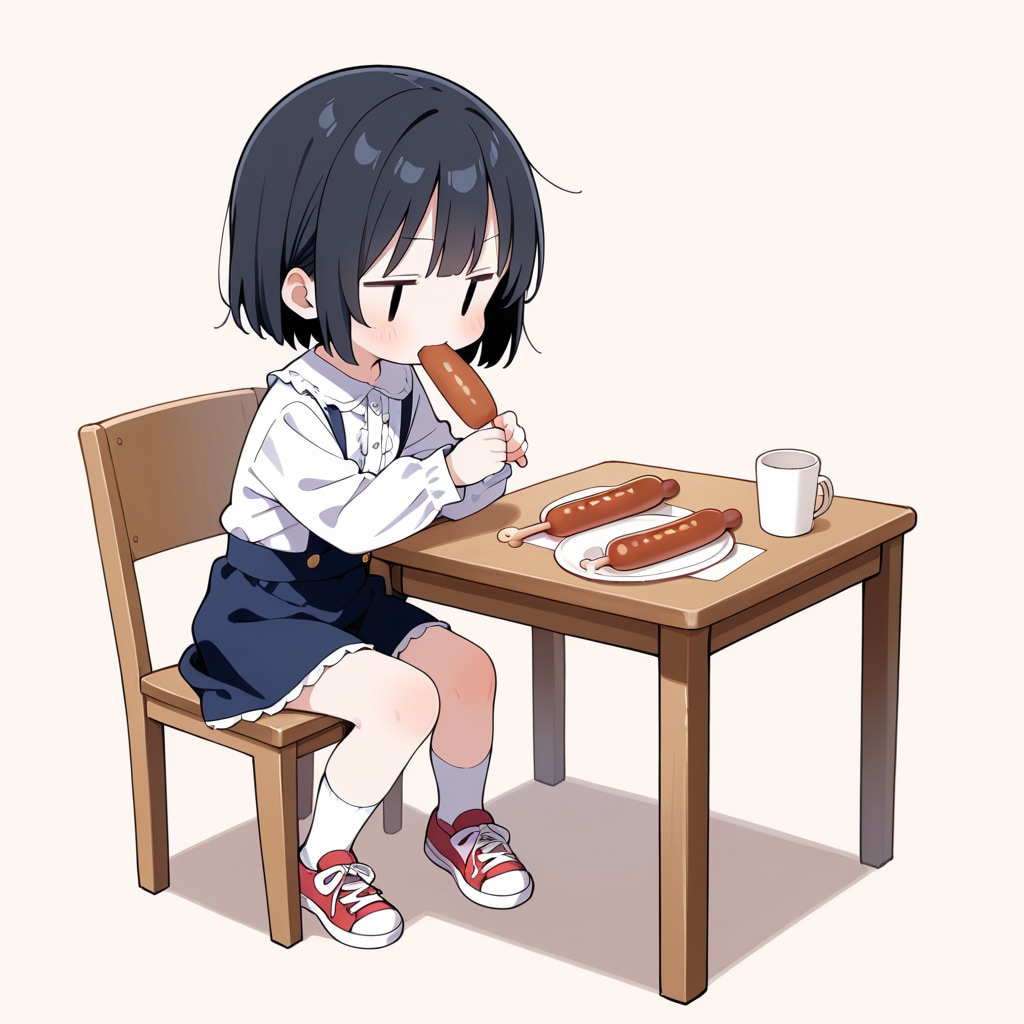 ソーセージを食べる