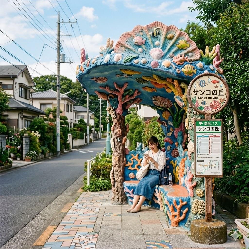 サンゴ礁っぽいバス停